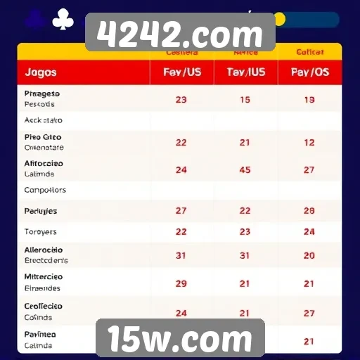 Comparação de jogos disponíveis no site 4242.com